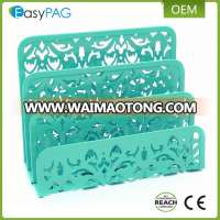 EasyPAG 2 Pc 3 Upright Hollow Flower Metal Letter Tray Stacking Sorter Desktop Letter Holder