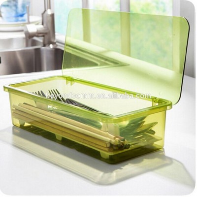 Plastic drain dustproof tableware box /container for chopsticker/chopsticker box