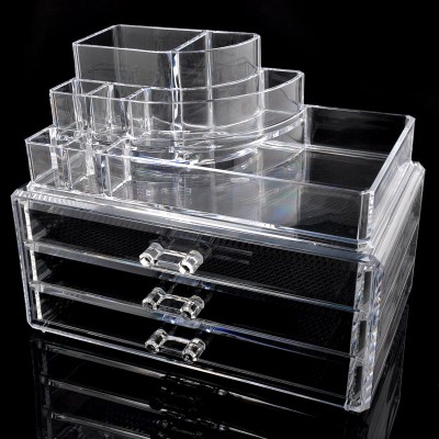 Cosmetic storage Box Drawer Desktop organizer Transparent Plastic Jewelry Box