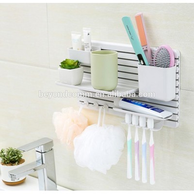 Plastic DIY creative multi-function stacks/bathroom organizer/toothbrush holder